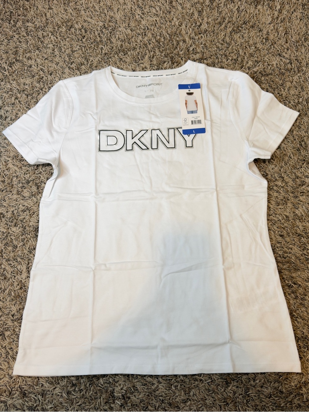 DKNY White Short-Sleeve Logo Tee
